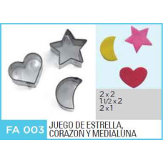 CORTANTE FLOGUS JUEGO ESTRELLA/CORAZON/MEDIALUNA x3 FA003