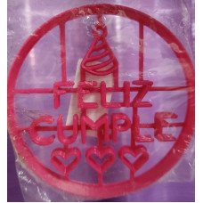 CORTANTE MARCADOR PLASTICO CIRCULO FELIZ CUMPLE x1 DESIGN