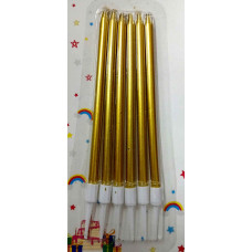 BLISTER VELAS FINITAS PERLADAS CON PORTAVELA DORADA 13 CM x 6U