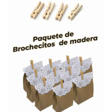 BROCHE DE MADERA MEDIANO NATURAL X 20 UNIDADES
