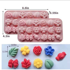 MOLDE SILICONA 18 FLOR MOÑO HOJA CARAMELO