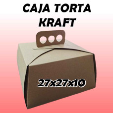 CAJA TORTA KRAFT MANIJA 27x27x10