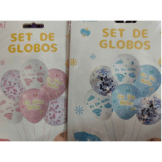 KIT GLOBOS BABY ES UN NIÑO CELESTE/CONFETTI 6 PIEZAS x1 KIT GLOBOS BABY ES UN NIÑO CELESTE/CONFETTI 6 PIEZAS x1