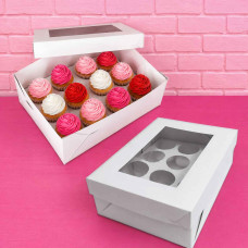 CAJA 12 CUPCAKES CUNA Y VISOR BLANCA 30x22x10 CAJA 12 CUPCAKES CUNA Y VISOR BLANCA 30x22x10