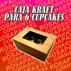 CAJA 6 CUPCAKES CUNA Y VISOR KRAFT 22x15x8