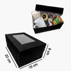 CAJA PARA DESAYUNOS, REGALOS  CHICA  CON VISOR DE NEGRA (22.4x15.4x4x9.7)