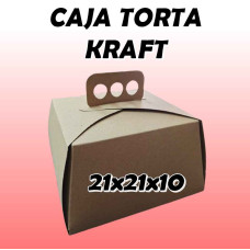 CAJA TORTA KRAFT MANIJA 21x21x11