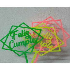 TOPPER FLUO FELIZ CUMPLE 3D
