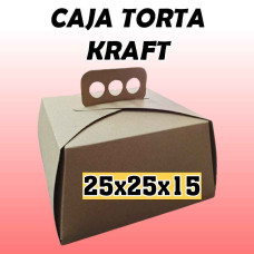 CAJA TORTA KRAFT MANIJA 25x25x15 CAJA TORTA KRAFT MANIJA 25x25x15