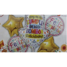 KIT GLOBO FELIZ CUMPLEAÑOS BOMBON 5 PIEZAS x1 GY-S5-225
