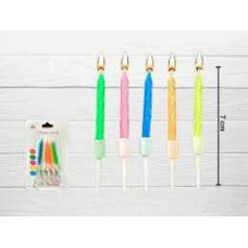 BLISTER VELAS TORNEADAS CON PORTAVELA 7cm SURTIDAS x10u