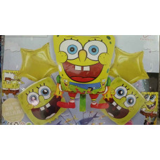 KIT GLOBOS PERSONAJE BOB ESPONJA 5 PIEZAS x1 GY-520.