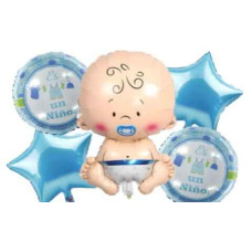 KIT GLOBOS ES UN NIÑO CELESTE 5 PIEZAS x1 GY-1225 KIT GLOBOS ES UN NIÑO CELESTE 5 PIEZAS x1 GY-1225