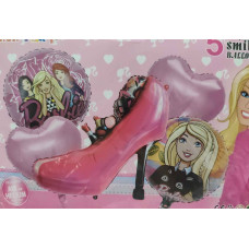 KIT GLOBOS PERSONAJE BARBIE ZAPATO 5PC x1 ILC2511-039
