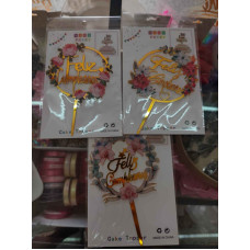 TOPPER FELIZ CUMPLEAÑOS FLORES