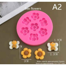 MOLDE SILICONA 3 FLORES 3 ABEJAS