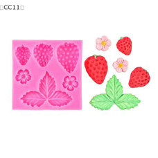MOLDE SILICONA FRUTILLA C/HOJA