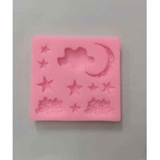 MOLDE SILICONA CHICO ESTRELLAS Y LUNA