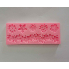 MOLDE SILICONA 5 FLORES Y GUARDA