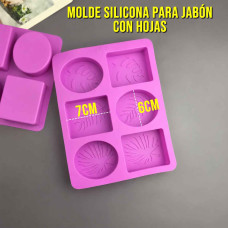 MOLDE SILICONA 3 OVALADOS 3 REDONDOS C/HOJA JABON MOLDE SILICONA 3 OVALADOS 3 REDONDOS C/HOJA JABON