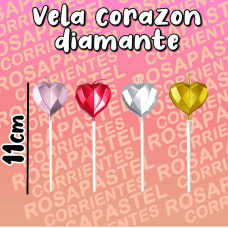 BLISTER VELA CORAZON DIAMANTE DORADA 11 cm