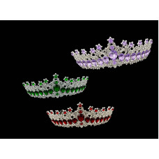 CORONA PREMIUM PLATEADA GEMAS Y STRASS COLOR