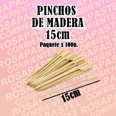 PINCHOS DE MADERA (15 cm) x100 und.