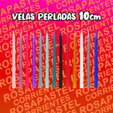 VELA PERLADA 10cm VERDE AGUA