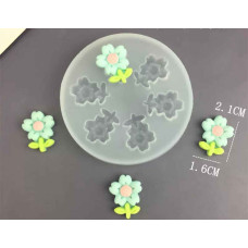 MOLDE SILICONA 6 FLORCITAS C/TALLO