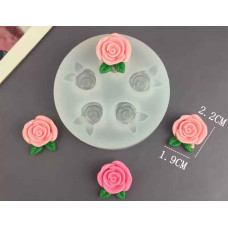 MOLDE SILICONA 5 ROSAS MINI C/HOJA