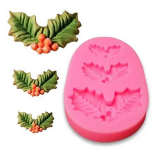 MOLDE SILICONA 3 HOJAS NAVIDAD