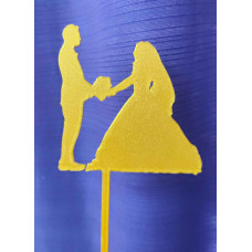 TOPPER CASAMIENTO SILUETA 3D DORADO