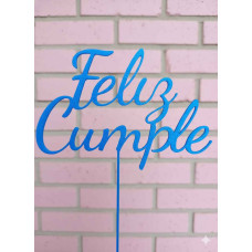 TOPPER FELIZ CUMPLE AZUL 3D