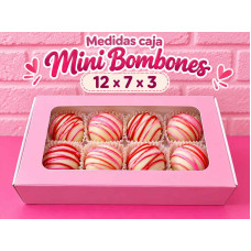 CAJA MINI BOMBON ROSA VISOR 12x7x3 CAJA MINI BOMBON ROSA VISOR 12x7x3