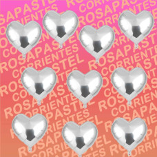 GLOBO CORAZON 12,5CM X10 PLATEADO