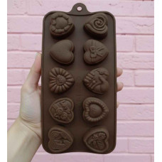 MOLDE SILICONA 10 CORAZON DIFERENTES