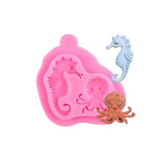 MOLDE SILICONA PULPO Y CABALLITO DE MAR