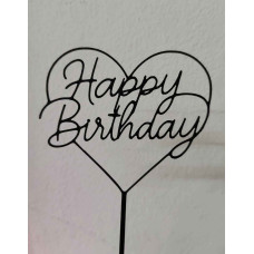 TOPPER HAPPY BIRTHDAY CORAZON NEGRO 3D