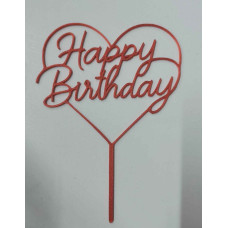 TOPPER HAPPY BIRTHDAY CORAZON ROJO 3D
