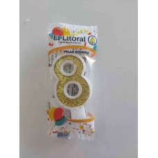 VELA NUMERO LITORAL DORADA 8