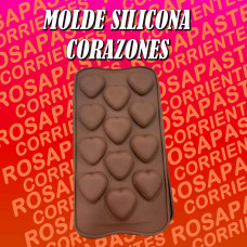MOLDE SILICONA BOMBON CHOCOLATE 12 CORAZONES