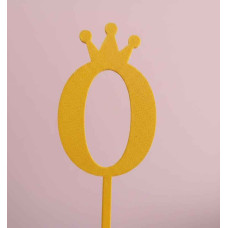 TOPPER NUMERO 0 CORONA DORADO 3D TOPPER NUMERO 0 CORONA DORADO 3D