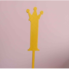 TOPPER NUMERO 1 CORONA DORADO 3D TOPPER NUMERO 1 CORONA DORADO 3D