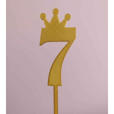 TOPPER NUMERO 7 CORONA DORADO 3D TOPPER NUMERO 7 CORONA DORADO 3D