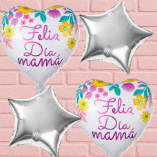 SET GLOBOS DIA DE LA MADRE BLANCO X4