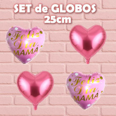 SET GLOBOS DIA DE LA MADRE 25CM ROSA