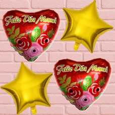 SET GLOBOS DIA DE LA MADRE ROJO X4