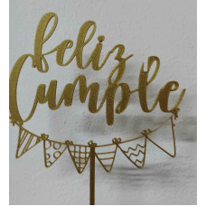 TOPPER FELIZ CUMPLE BANDERIN 3D TOPPER FELIZ CUMPLE BANDERIN 3D